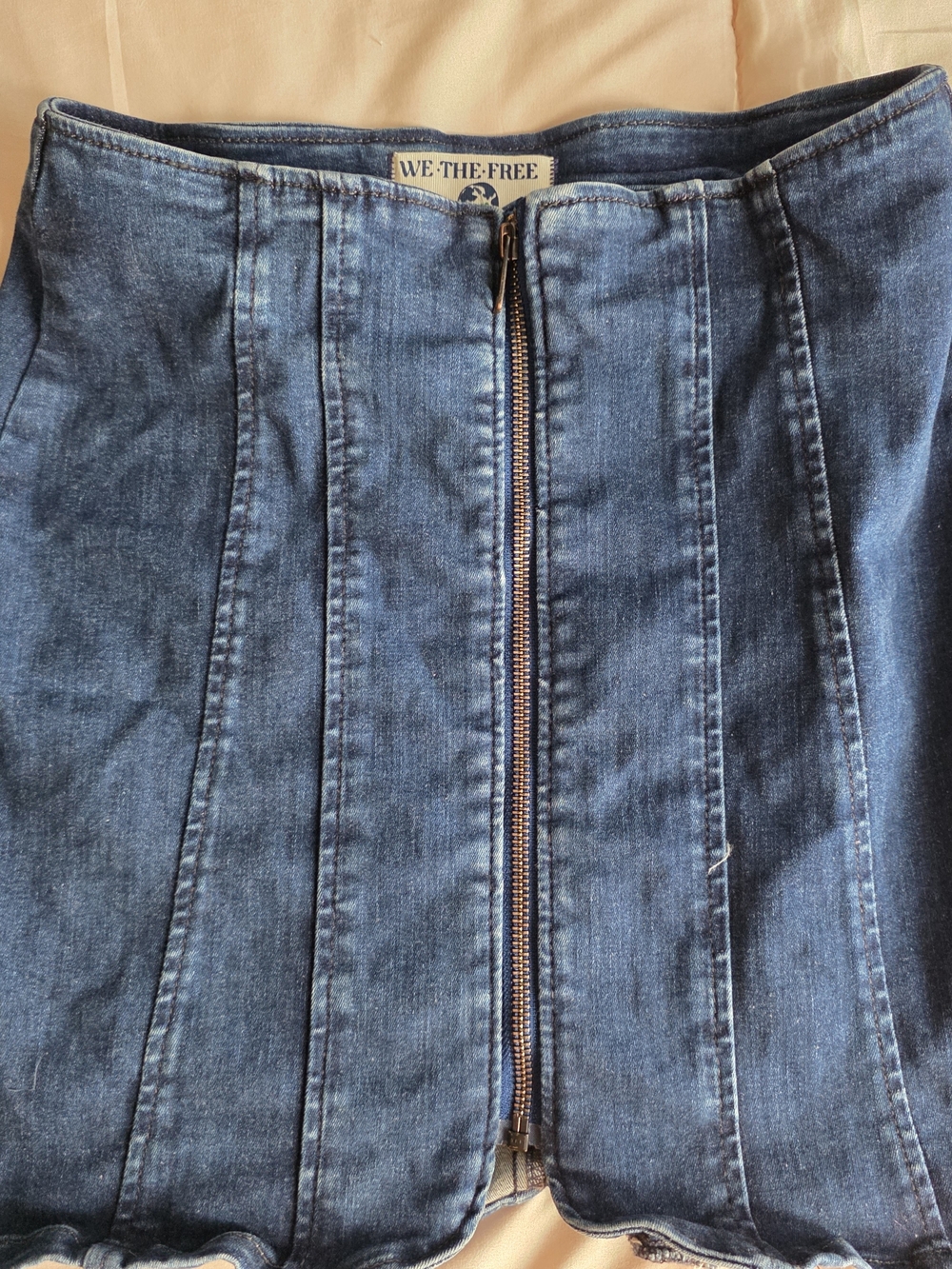 WE THE FREE Indigo High-Rise Panelled Denim Jeans with Front Zip